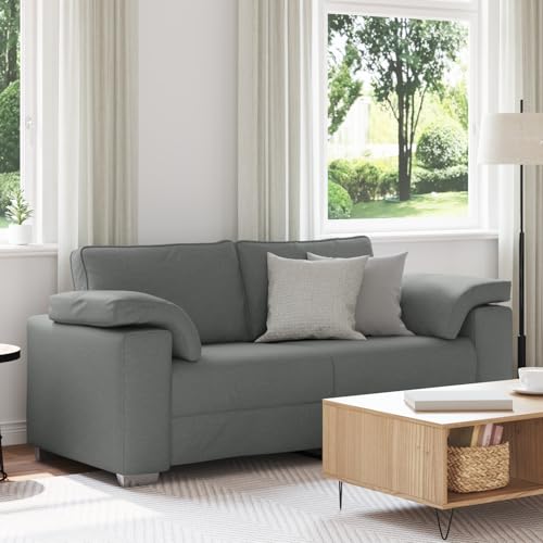 Massbinet Kleines Sofa MiniSofa Wohnzimmer Bequemer Mini Couch Sofa 2-Sitzer Dunkelgrau 140 cm Stoff von Massbinet