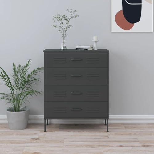 Massbinet Kommode Anthrazit 80x35x101,5 cm Stahl Modernes Sideboard im Industriestil Stahlsideboard mit Schublade Massbinet Kommode Anthrazit 80x35x101,5 cm Stahl Modernes Sideboard im Industriestil Stahlsideboard mit Schublade von Massbinet
