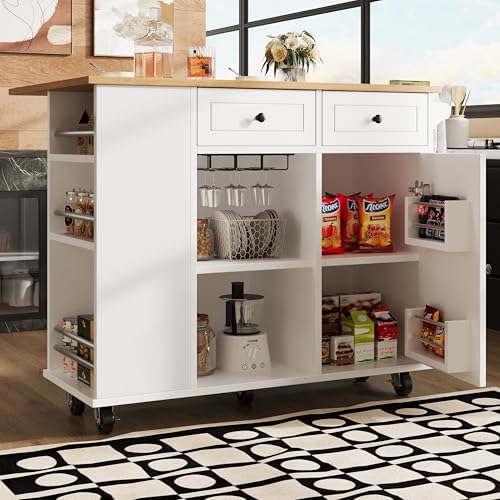 Massbinet Kücheninsel mit herausnehmbaren Trennwänden Küchenschrank Esszimmerwagen mit Arbeitsplatte Buffetschrank Esszimmerwagen mit Holzmaserung ausgestattet mit Snackhalter und Weinglasregal weiß Massbinet Kücheninsel mit herausnehmbaren Trennwänden Küchenschrank Esszimmerwagen mit Arbeitsplatte Buffetschrank Esszimmerwagen mit Holzmaserung ausgestattet mit Snackhalter und Weinglasregal weiß von Massbinet