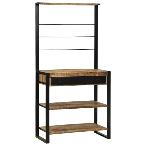 Massbinet Küchenregal 80x40x160 cm aus massivem Akazienholz Großer Küchenutensilienhalter Mattschwarzer Metallhalter Massbinet Küchenregal 80x40x160 cm aus massivem Akazienholz Großer Küchenutensilienhalter Mattschwarzer Metallhalter von Massbinet