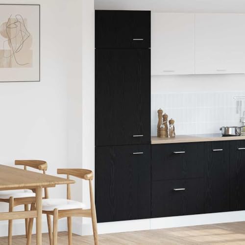 Massbinet Kühlschrankschrank mit Regal Schwarze Eiche 60 x 57 x 207 cm Moderner Stil Anti-Kipp-Design Holz für Mehrzweckschrank Vorratsschrank für Küche, Wohnzimmer, Esszimmer Massbinet Kühlschrankschrank mit Regal Schwarze Eiche 60 x 57 x 207 cm Moderner Stil Anti-Kipp-Design Holz für Mehrzweckschrank Vorratsschrank für Küche, Wohnzimmer, Esszimmer von Massbinet
