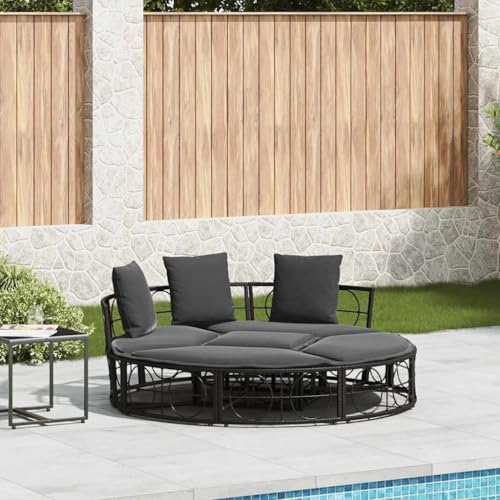 Massbinet Loungemöbel für den Außenbereich Lounge-Bett in schwarzem Rattan von Massbinet