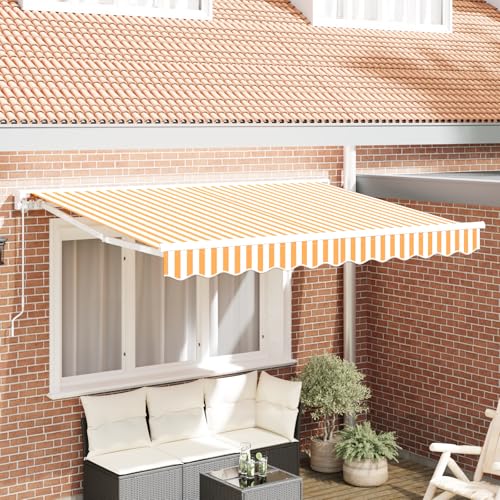 Massbinet Markisen-Ersatzstoff für 3.5x2 m Rahmen Gelb und Weiß Klemmmarkise Markise Balkon Sonnenschirm von Massbinet
