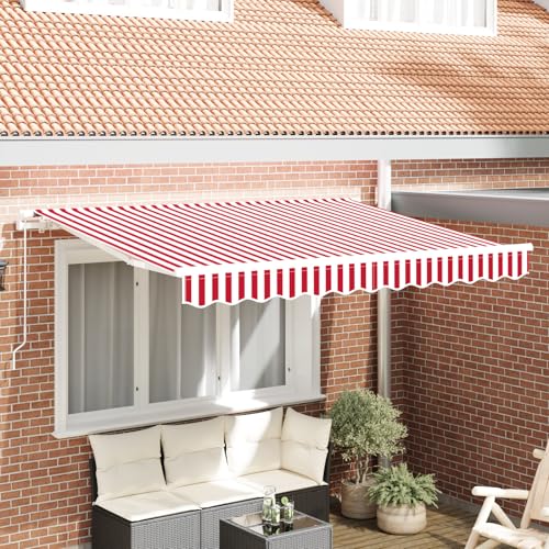 Massbinet Markisen-Ersatzstoff für 3.5x2 m Rahmen Rot und Weiß Sonnenschutz für Balkon Terrasse Garten Sonnenschirm von Massbinet