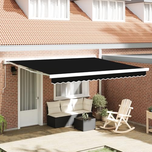 Massbinet Markisen-Ersatzstoff für 4x3 m Rahmen Schwarz Upgrade Sonnenschirm mit Verlängerten Einziehbaren Seitenstangen von Massbinet