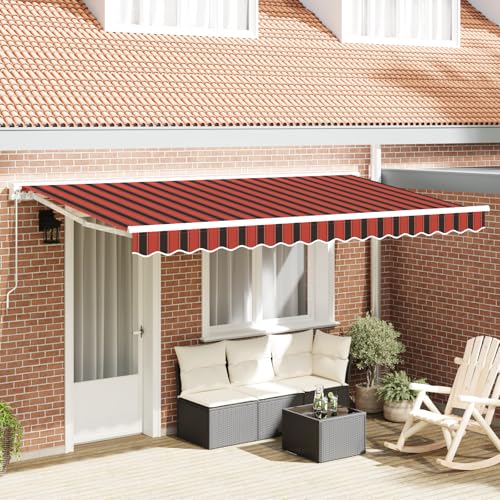 Massbinet Markisen Ersatzstoff für einen 4x2 m Rahmen mit mehrfarbigen Streifen Klemmmarkise mit Handkurbel Balkon von Massbinet