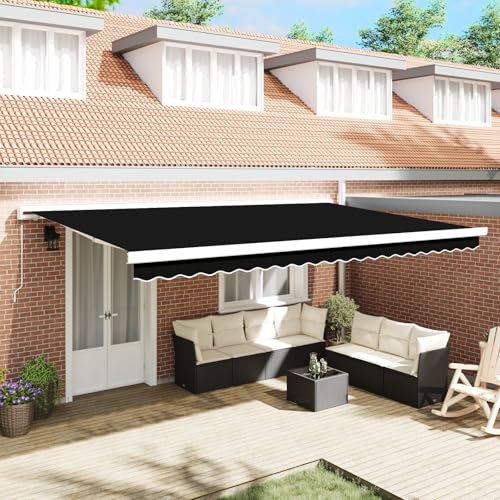 Massbinet Markisenaustauschstoff für 5x3.5 m Rahmen Schwarz Upgrade Sonnenschirm mit Verlängerten Einziehbaren von Massbinet