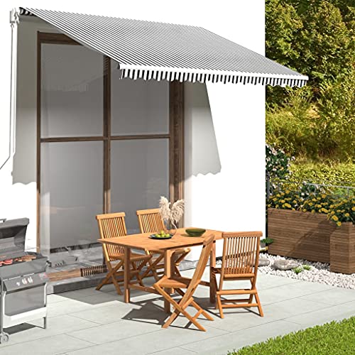 Massbinet Markisenbespannung Anthrazit und Weiß 3,5x2,5 m Sonnenschutz für Balkon Terrasse Garten Sonnenschirm von Massbinet