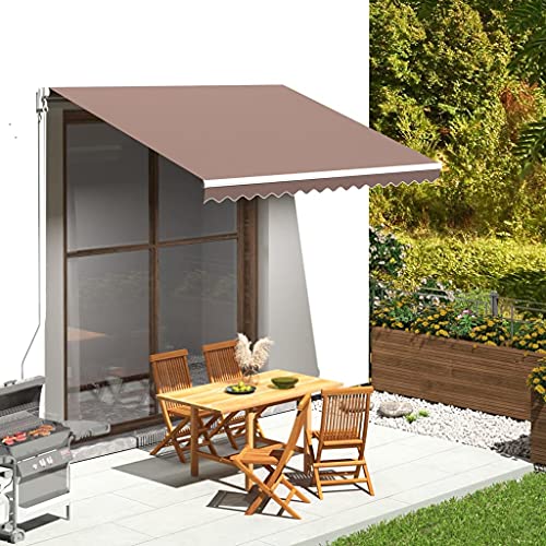 Massbinet Markisenbespannung Braun 3,5x2,5 m Gelenkarmmarkise Sonnenschirm Markise mit Handkurbel von Massbinet