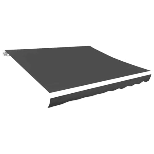 Massbinet Markisenbespannung Canvas Anthrazit 350x250 cm Klemmmarkise Balkonmarkise Höhenverstellbar mit Handkurbel von Massbinet