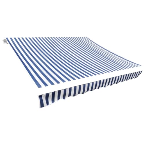 Massbinet Markisenbespannung Canvas Blau & Weiß 350x250 cm Gelenkarmmarkise Sonnenschirm Markise mit Handkurbel von Massbinet