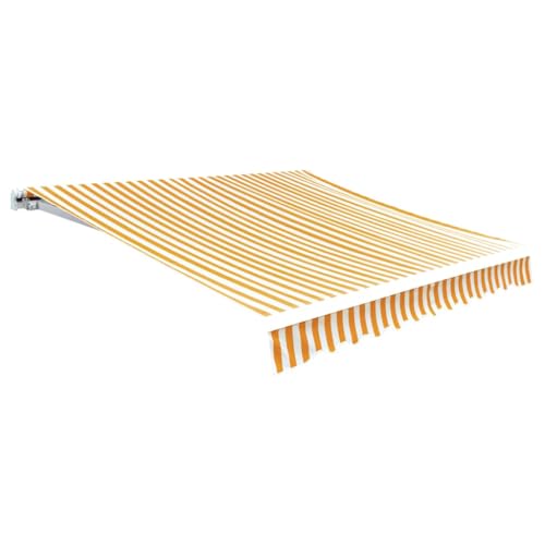 Massbinet Markisenbespannung Canvas Gelb & Weiß 6x3 m (ohne Rahmen) Gelenkarmmarkise Sonnenschirm Markise mit Handkurbel von Massbinet