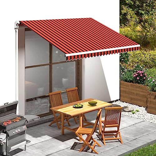 Massbinet Markisenbespannung Canvas Orange & Braun 350x250 cm Klemmmarkise Balkonmarkise höhenverstellbar mit Handkurbel von Massbinet