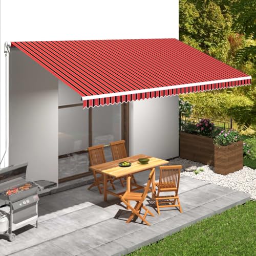 Massbinet Markisenbespannung Canvas Orange & Braun 600 x 300 cm Sonnenschirm mit Verlängerten Einziehbaren Seitenstangen von Massbinet