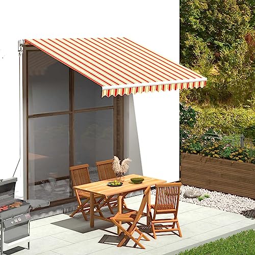 Massbinet Markisenbespannung Gelb und Orange 3x2,5 m Klemmmarkise Markise Balkon ohne Bohren Sonnenschirm von Massbinet