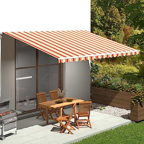 Massbinet Markisenbespannung Gelb und Orange 5x3,5 m Sonnenmarkise Terrassenmarkise Winkel Einstellung Balkon von Massbinet