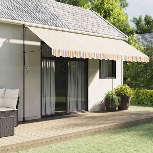 Massbinet Markisenbespannung Mehrfarbig Gestreift 4,5x3 m Klemmmarkise Markise Balkon ohne Bohren Sonnenschirm von Massbinet