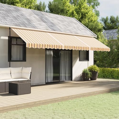 Massbinet Markisenbespannung Mehrfarbig Gestreift 6x3 m Klemmmarkise mit Handkurbel Balkon Balkonmarkise ohne Bohren von Massbinet