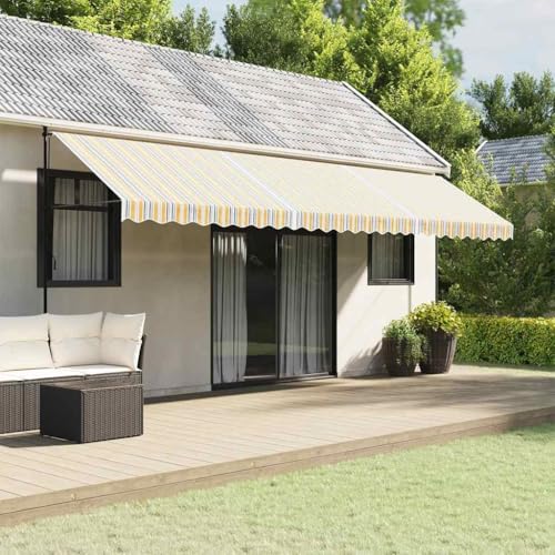 Massbinet Markisenbespannung Mehrfarbig Gestreift 6x3 m Sonnenmarkise Terrassenmarkise Winkel Einstellung Balkon von Massbinet