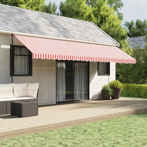 Massbinet Markisenbespannung Rot und Weiß Gestreift 6x3 m Klemmmarkise Markise Balkon ohne Bohren Sonnenschirm von Massbinet