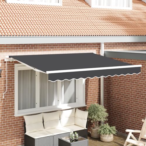 Massbinet Markisenbezug für 3.5x2 m Rahmen Anthrazit Gelenkarmmarkise Sonnenschirm Markise mit Handkurbel von Massbinet