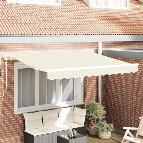 Massbinet Markisenersatzstoff für 3.5x2 m Rahmen Creme Klemmmarkise mit Handkurbel Balkon Balkonmarkise ohne Bohren von Massbinet