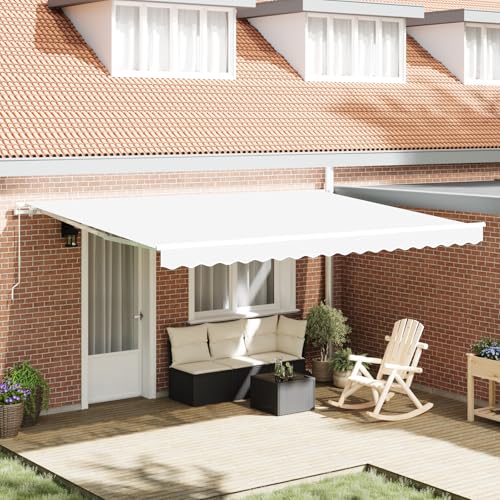 Massbinet Markisenersatzstoff für 4.5x3.5 m Rahmen Weiß Upgrade Sonnenschirm mit Verlängerten Einziehbaren Seitenstangen von Massbinet