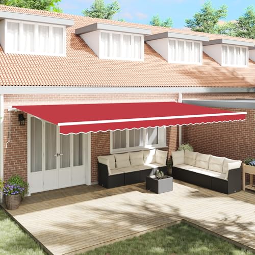 Massbinet Markisenersatzstoff für 6x3 m Rahmen in Rot Upgrade Sonnenschirm mit Verlängerten Einziehbaren Seitenstangen von Massbinet