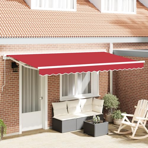 Massbinet Markisenstoff für 4x2 m Rahmen Rot Upgrade Sonnenschirm mit Verlängerten Einziehbaren Seitenstangen von Massbinet