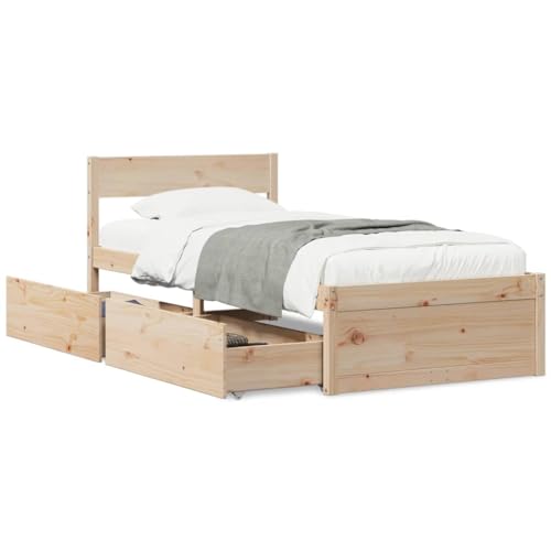 Massbinet Massivholzbett ohne Matratze 75x190 cm Kiefernholz Modernes Verjüngtes Massivholzbett mit Stauraum Massbinet Massivholzbett ohne Matratze 75x190 cm Kiefernholz Modernes Verjüngtes Massivholzbett mit Stauraum von Massbinet