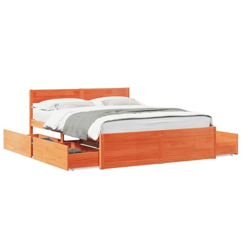 Massbinet Massivholzbett ohne Matratze Wachsbraun 160x200 Kiefernholz Massivholz-Doppelbettgestell mit Stauraum Massbinet Massivholzbett ohne Matratze Wachsbraun 160x200 Kiefernholz Massivholz-Doppelbettgestell mit Stauraum von Massbinet