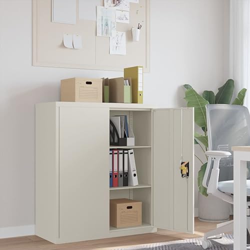 Massbinet Mehrzweckschrank Aktenschrank Allzweckschrank mit 2 Türen Metallschrank Stahlschrank inkl. 4 Einlageböden Weiß 90x40x105 cm Stahl von Massbinet