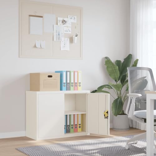Massbinet Mehrzweckschrank Aktenschrank Allzweckschrank mit 2 Türen Metallschrank Stahlschrank inkl. 4 Einlageböden Weiß 90x40x70 cm Stahl von Massbinet