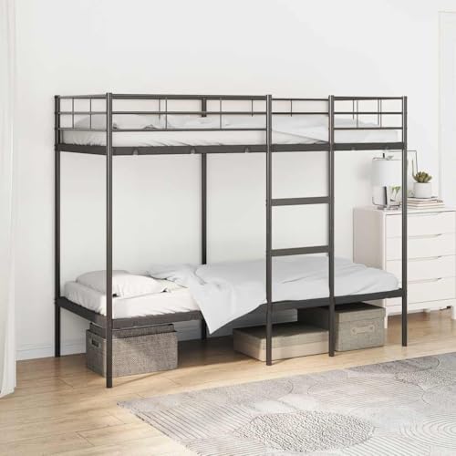 Massbinet Metall Plattform Bettgestell Etagenbett ohne Matratze Schwarz 80x200 cm Stahl Leicht zu Montieren und Stabil von Massbinet