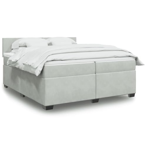 Massbinet Moderen Polsterbet Doppelbett Stauraumbett Rückenlehne Bettgestell Lattenrost aus Holz Boxspringbett mit Matratze Hellgrau 200x200 cm Samt Massbinet Moderen Polsterbet Doppelbett Stauraumbett Rückenlehne Bettgestell Lattenrost aus Holz Boxspringbett mit Matratze Hellgrau 200x200 cm Samt von Massbinet