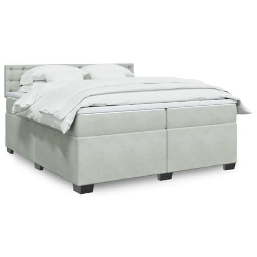 Massbinet Moderen Polsterbet Doppelbett Stauraumbett Rückenlehne Bettgestell Lattenrost aus Holz Boxspringbett mit Matratze Hellgrau 200x200 cm Samt Massbinet Moderen Polsterbet Doppelbett Stauraumbett Rückenlehne Bettgestell Lattenrost aus Holz Boxspringbett mit Matratze Hellgrau 200x200 cm Samt von Massbinet