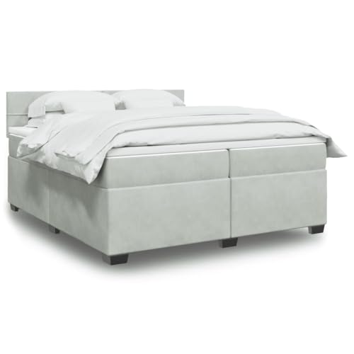 Massbinet Moderen Polsterbet Doppelbett Stauraumbett Rückenlehne Bettgestell Lattenrost aus Holz Boxspringbett mit Matratze Hellgrau 200x200 cm Samt Massbinet Moderen Polsterbet Doppelbett Stauraumbett Rückenlehne Bettgestell Lattenrost aus Holz Boxspringbett mit Matratze Hellgrau 200x200 cm Samt von Massbinet