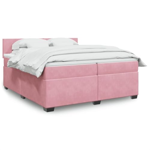 Massbinet Moderen Polsterbet Doppelbett Stauraumbett Rückenlehne Bettgestell Lattenrost aus Holz Boxspringbett mit Matratze Rosa 200x200 cm Samt Massbinet Moderen Polsterbet Doppelbett Stauraumbett Rückenlehne Bettgestell Lattenrost aus Holz Boxspringbett mit Matratze Rosa 200x200 cm Samt von Massbinet