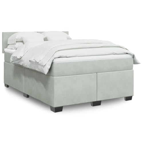 Massbinet Moderen Stilvoll Doppelbett Polsterbett Bettgestell für Schlafzimmer Boxspringbett mit Matratze Hellgrau 160x200 cm Samt Massbinet Moderen Stilvoll Doppelbett Polsterbett Bettgestell für Schlafzimmer Boxspringbett mit Matratze Hellgrau 160x200 cm Samt von Massbinet