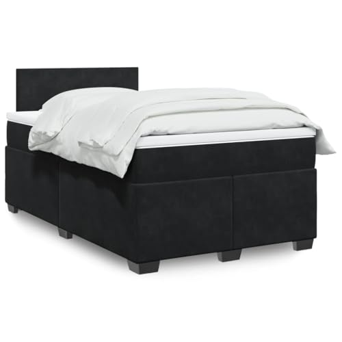 Massbinet Moderen Stilvoll Doppelbett Polsterbett Bettgestell für Schlafzimmer Boxspringbett mit Matratze Schwarz 120x200 cm Samt von Massbinet