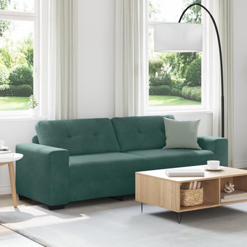 Massbinet Modern Kleines Sofa 3-Sitzer Dunkelgrün 180 cm Samt von Massbinet
