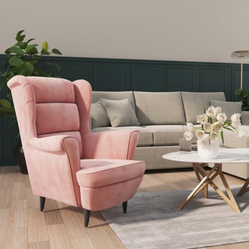 Massbinet Modern Ohrensessel Holzbeine Sessel Polstersessel Fernsehsessel mit Armlehnen Einzelsofa Sitzkomfort Rosa Samt Massbinet Modern Ohrensessel Holzbeine Sessel Polstersessel Fernsehsessel mit Armlehnen Einzelsofa Sitzkomfort Rosa Samt von Massbinet