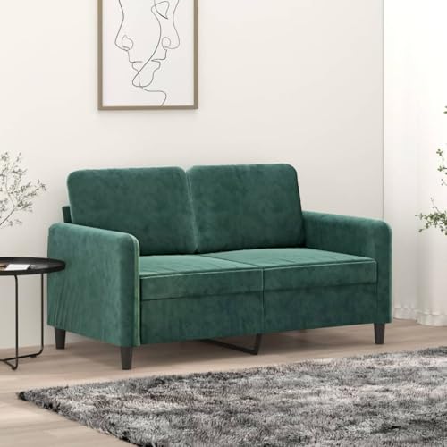 Massbinet Modern Sofa Bequemes Wohnzimmer Big Sofas mit Kissen Modernes Couch fürs Büro Schlafzimmer 2-Sitzer-Sofa Dunkelgrün 120 cm Samt von Massbinet