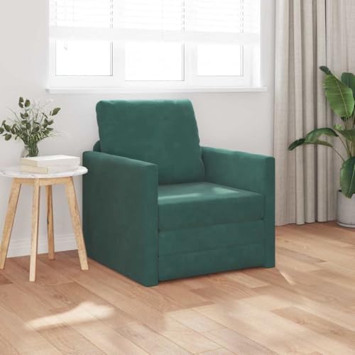 Massbinet Modern Sofa Kleine Couch mit Armlehne Modernes Stoffcouch für Wohnzimmer Wohnung Büro Einfache Montage Fußsofa-Bett mit Kissen Dunkelgrün 74 x 77 x 81 cm Samt von Massbinet