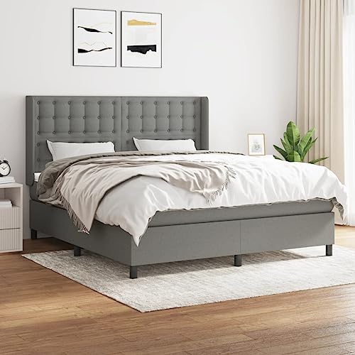 Massbinet Moderne Polsterbett mit Fußteil und Topper Doppelbett Bett Betten Bettgestell für Schlafzimmer Boxspringbett mit Matratze Dunkelgrau 180x200 cm Stoff Massbinet Moderne Polsterbett mit Fußteil und Topper Doppelbett Bett Betten Bettgestell für Schlafzimmer Boxspringbett mit Matratze Dunkelgrau 180x200 cm Stoff von Massbinet