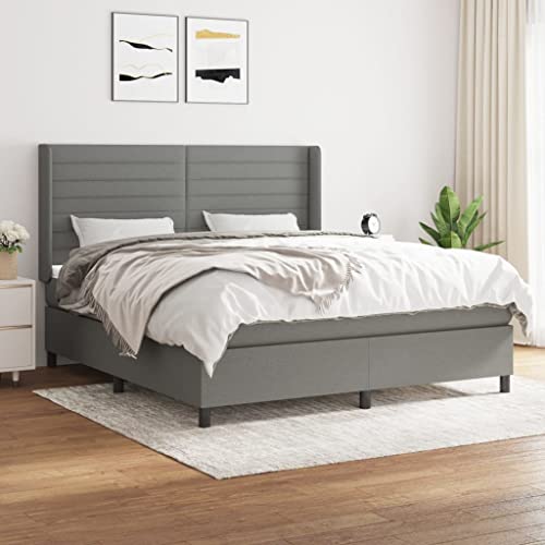 Massbinet Moderne Polsterbett mit Fußteil und Topper Doppelbett Bett Betten Bettgestell für Schlafzimmer Boxspringbett mit Matratze Dunkelgrau 180x200 cm Stoff Massbinet Moderne Polsterbett mit Fußteil und Topper Doppelbett Bett Betten Bettgestell für Schlafzimmer Boxspringbett mit Matratze Dunkelgrau 180x200 cm Stoff von Massbinet