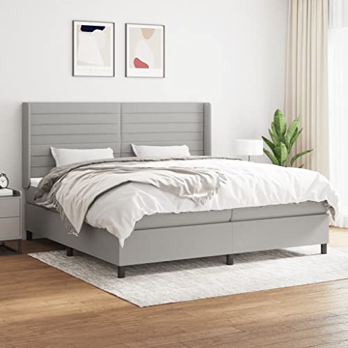 Massbinet Moderne Polsterbett mit Fußteil und Topper Doppelbett Bett Betten Bettgestell für Schlafzimmer Boxspringbett mit Matratze Hellgrau 200x200 cm Stoff Massbinet Moderne Polsterbett mit Fußteil und Topper Doppelbett Bett Betten Bettgestell für Schlafzimmer Boxspringbett mit Matratze Hellgrau 200x200 cm Stoff von Massbinet