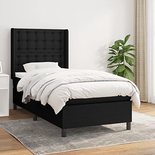 Massbinet Moderne Polsterbett mit Fußteil und Topper Doppelbett Bett Betten Bettgestell für Schlafzimmer Boxspringbett mit Matratze Schwarz 100x200 cm Stoff Massbinet Moderne Polsterbett mit Fußteil und Topper Doppelbett Bett Betten Bettgestell für Schlafzimmer Boxspringbett mit Matratze Schwarz 100x200 cm Stoff von Massbinet