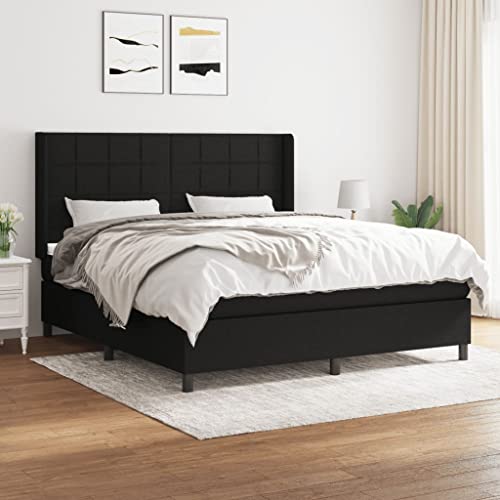 Massbinet Moderne Polsterbett mit Fußteil und Topper Doppelbett Bett Betten Bettgestell für Schlafzimmer Boxspringbett mit Matratze Schwarz 180x200 cm Stoff Massbinet Moderne Polsterbett mit Fußteil und Topper Doppelbett Bett Betten Bettgestell für Schlafzimmer Boxspringbett mit Matratze Schwarz 180x200 cm Stoff von Massbinet