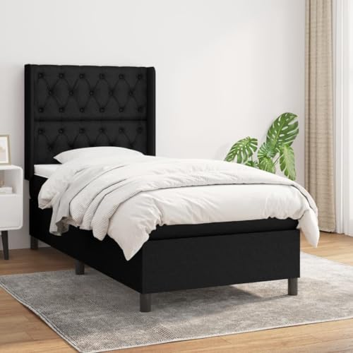 Massbinet Moderne Polsterbett mit Fußteil und Topper Doppelbett Bett Betten Bettgestell für Schlafzimmer Boxspringbett mit Matratze Schwarz 80x200 cm Stoff Massbinet Moderne Polsterbett mit Fußteil und Topper Doppelbett Bett Betten Bettgestell für Schlafzimmer Boxspringbett mit Matratze Schwarz 80x200 cm Stoff von Massbinet